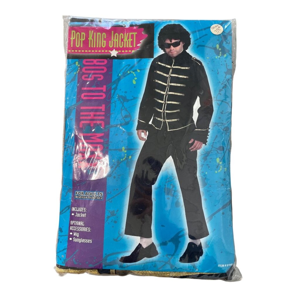 80s Pop King Jacket Adult One Size Black Gold Military Halloween Costume NEW